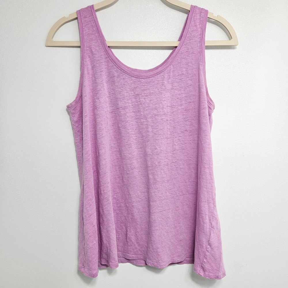 Eileen Fisher 100% Organic Linen Top Minimalist Relaxed Capsule Boho‎ Purple S